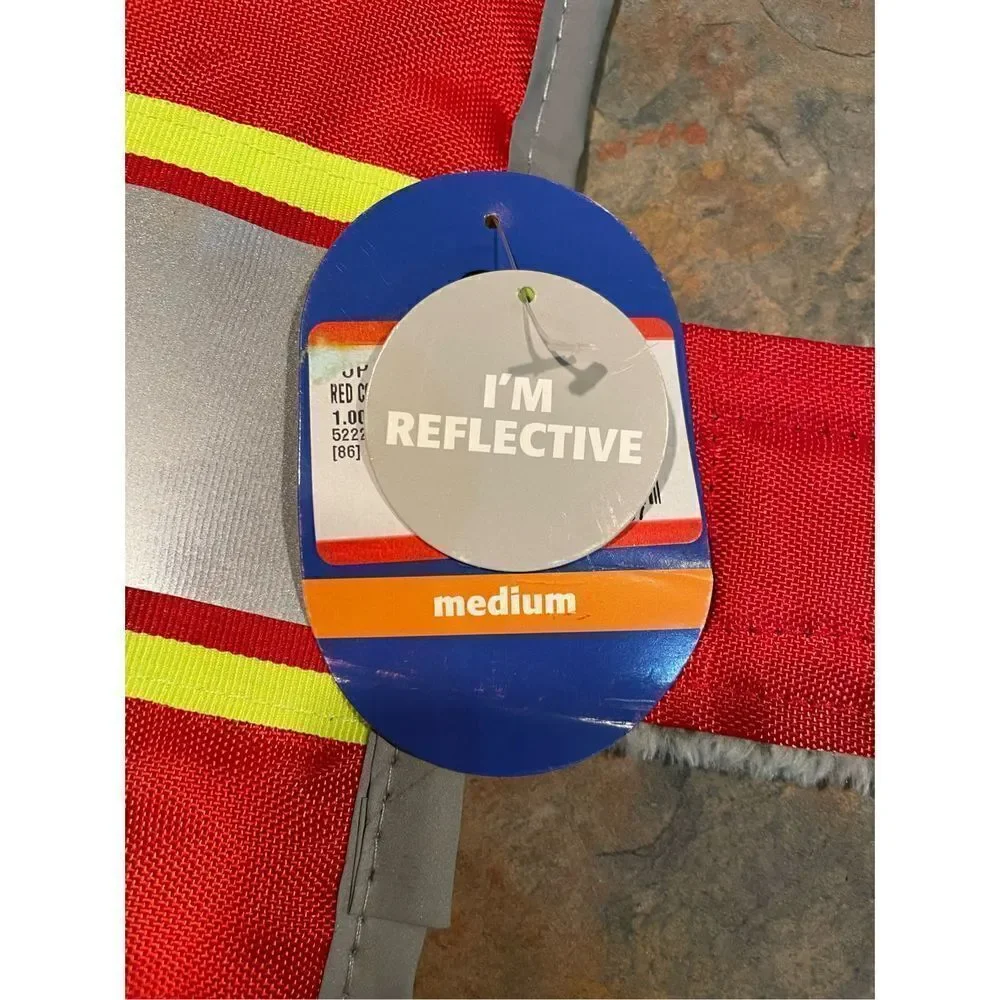 Dog Apparel Red Coat Reflective Medium